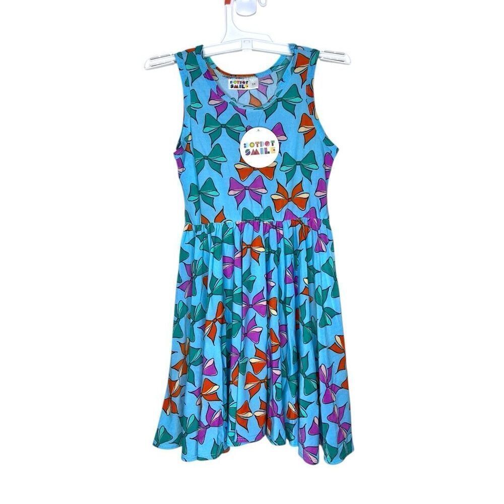 NEW DotDotSmile Girls Twirl Dress Size 3/4 Blue Bow Print Sleeveless